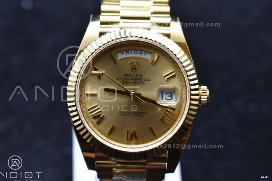 VR3255 Roman Bracelet Day On 1:1 President YG 228238 Gold Best Date 40 (Gain ARF Edition Weight) Dial 0121